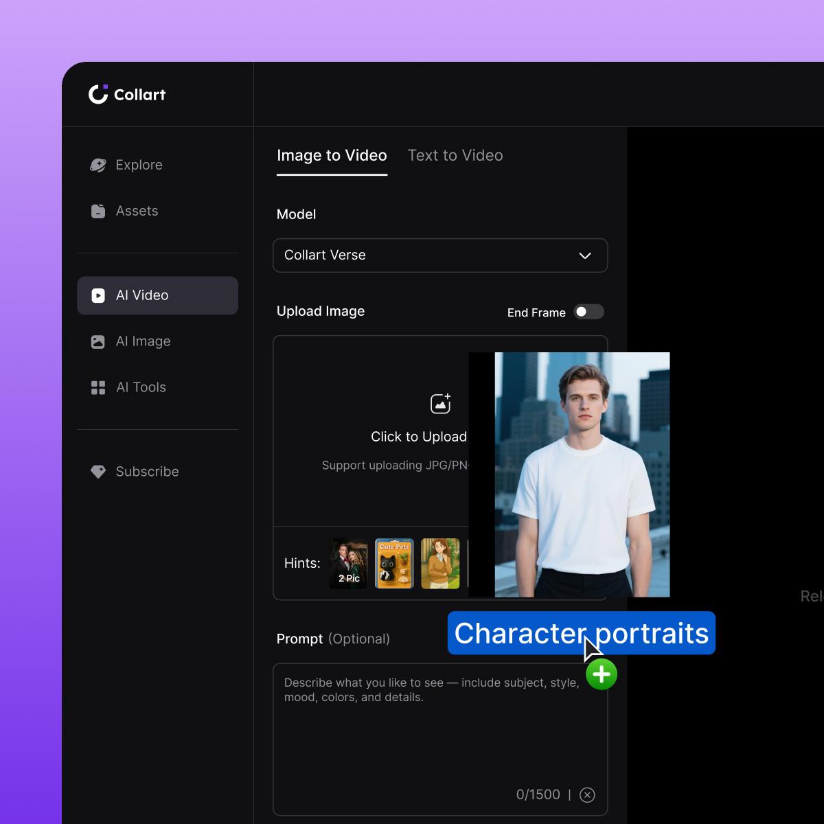 Step 1: Upload image interface