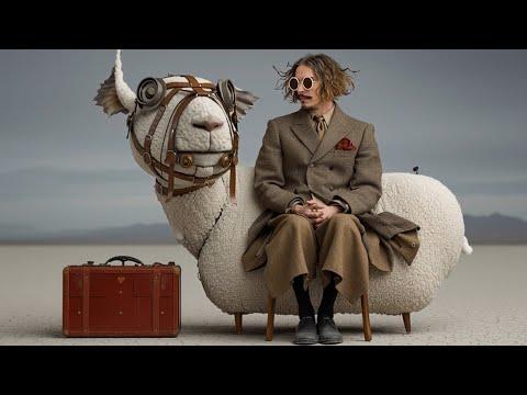 Surreal scenes with people and their creature friends