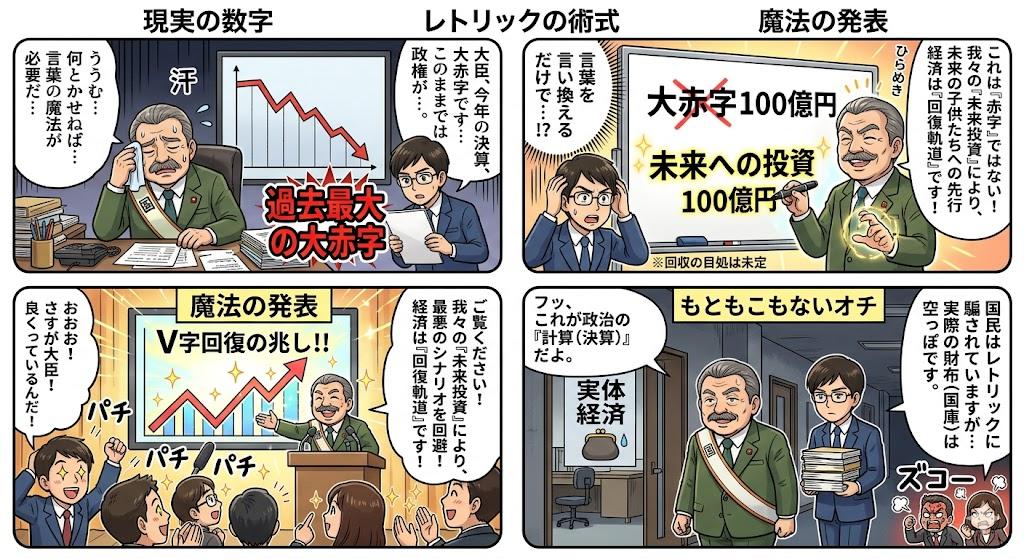 プロンプトのプレビュー: 4 コマ漫画:数字の魔法