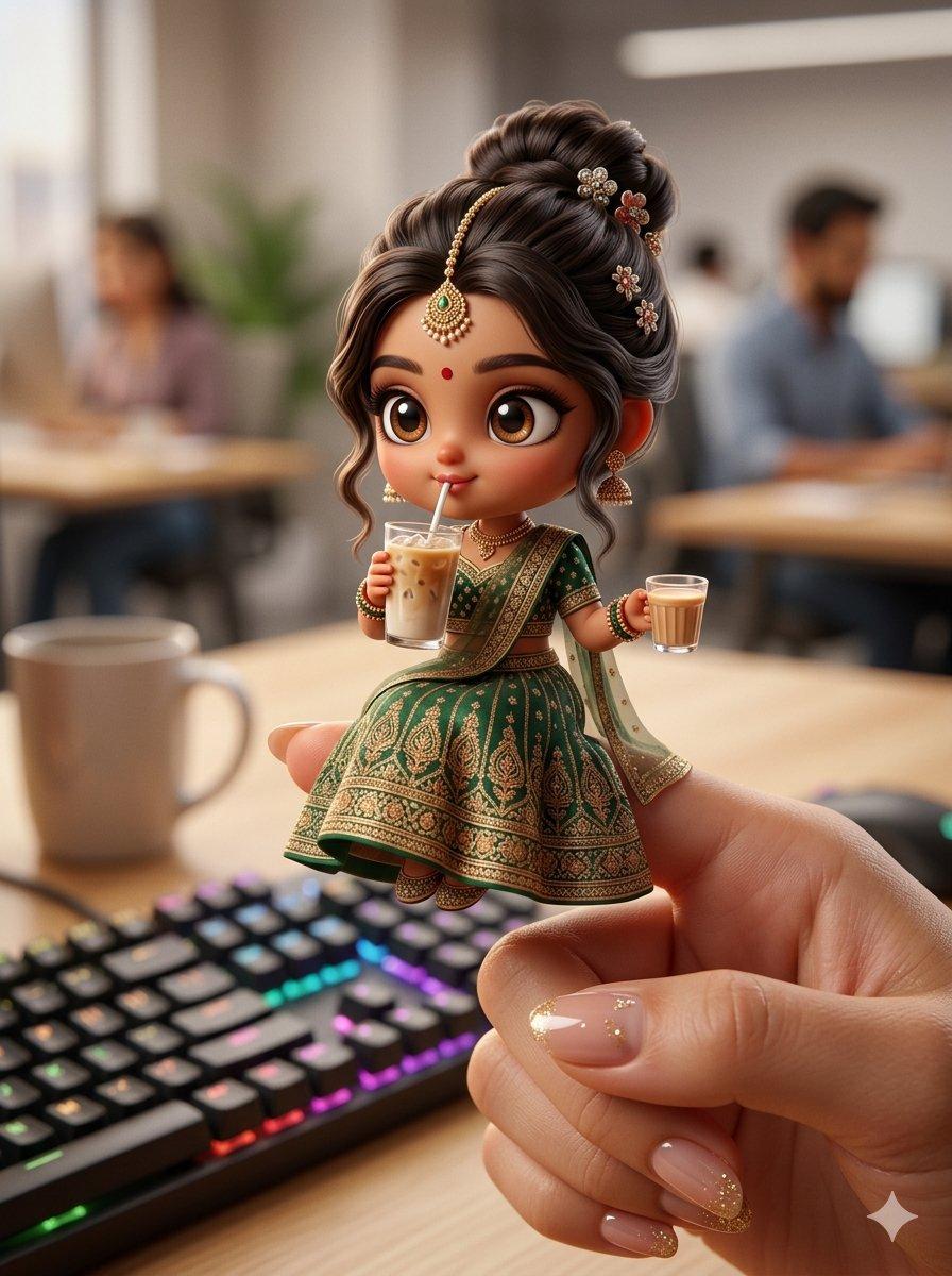 プロンプトのプレビュー: ちびドール 3D ミニチュアシーン