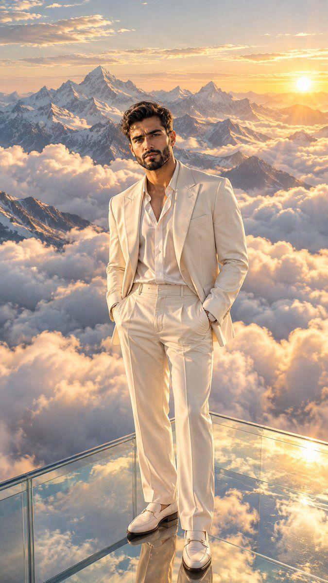 Prompt preview: Ultra-realistic cinematic luxury photograph of a strikingly handsome young man in his early 20s stan…