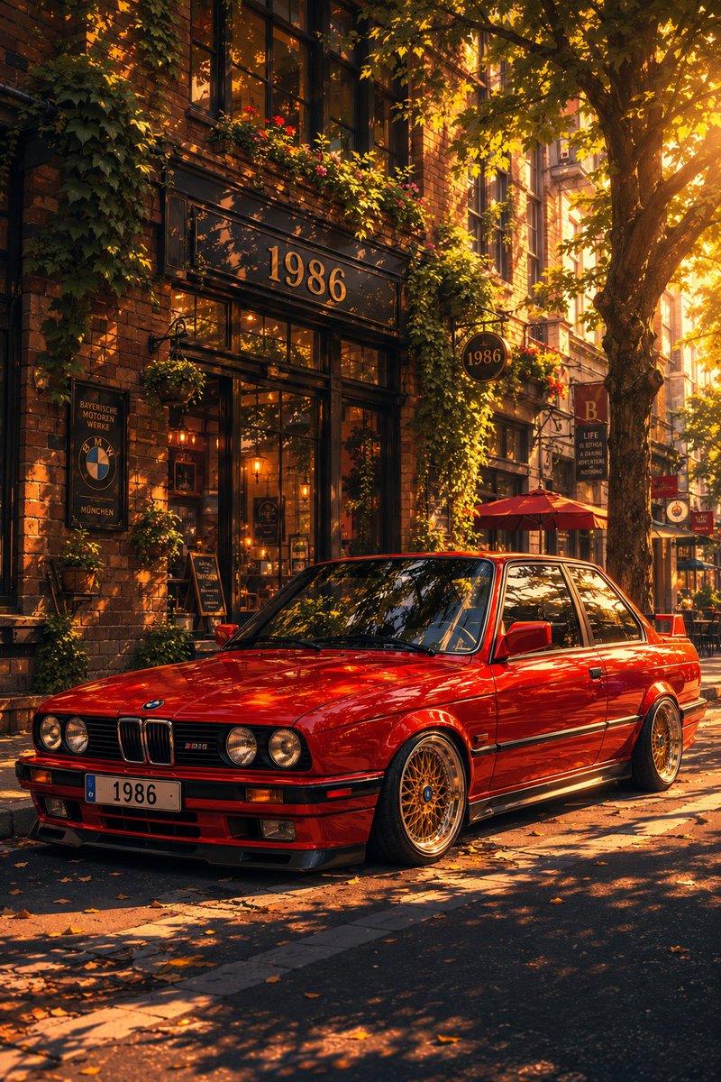 プロンプトのプレビュー: クラシック BMW E30 の都会的なイラスト