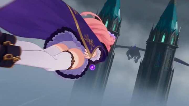 プロンプトのプレビュー: 高品質アニメ映像。高密度3Dトゥーン/セルルック。雨上がりの巨大な魔法都市の上空を舞台にした、映画的なハイファンタジー空中戦。ピンク髪の少女魔法使いが、巨大な黒竜に追われて塔の間を高速で逃げ、限界まで…