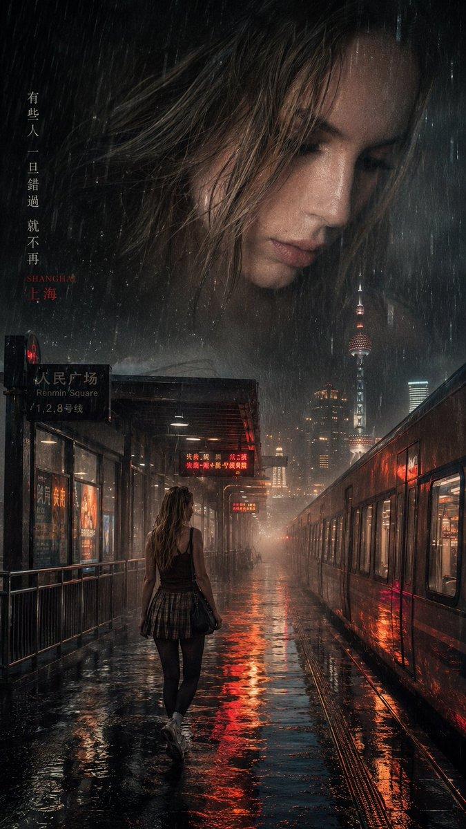 プロンプトのプレビュー: 二重露光(ダブルエクスポージャー)映画ポスター
