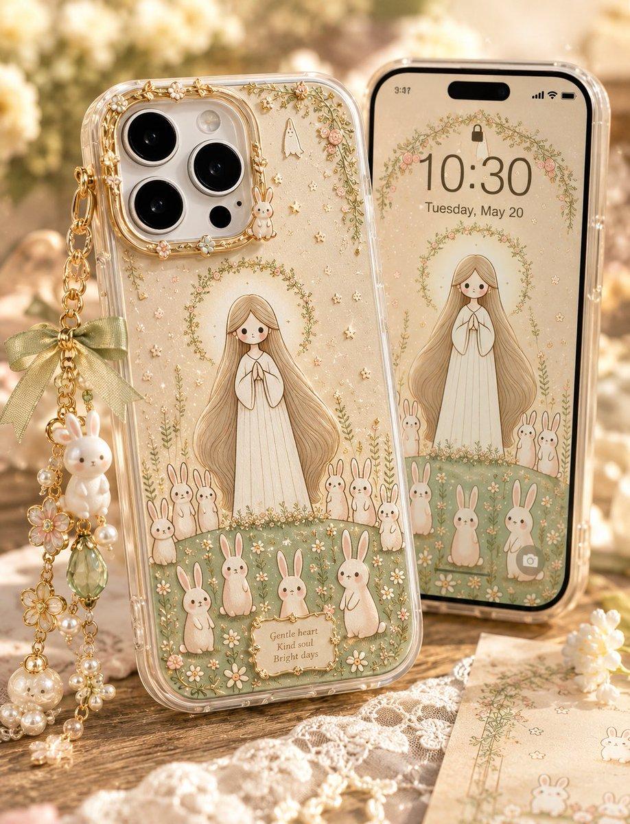 プロンプトのプレビュー: かわいいウサギのスマホケースのモックアップ