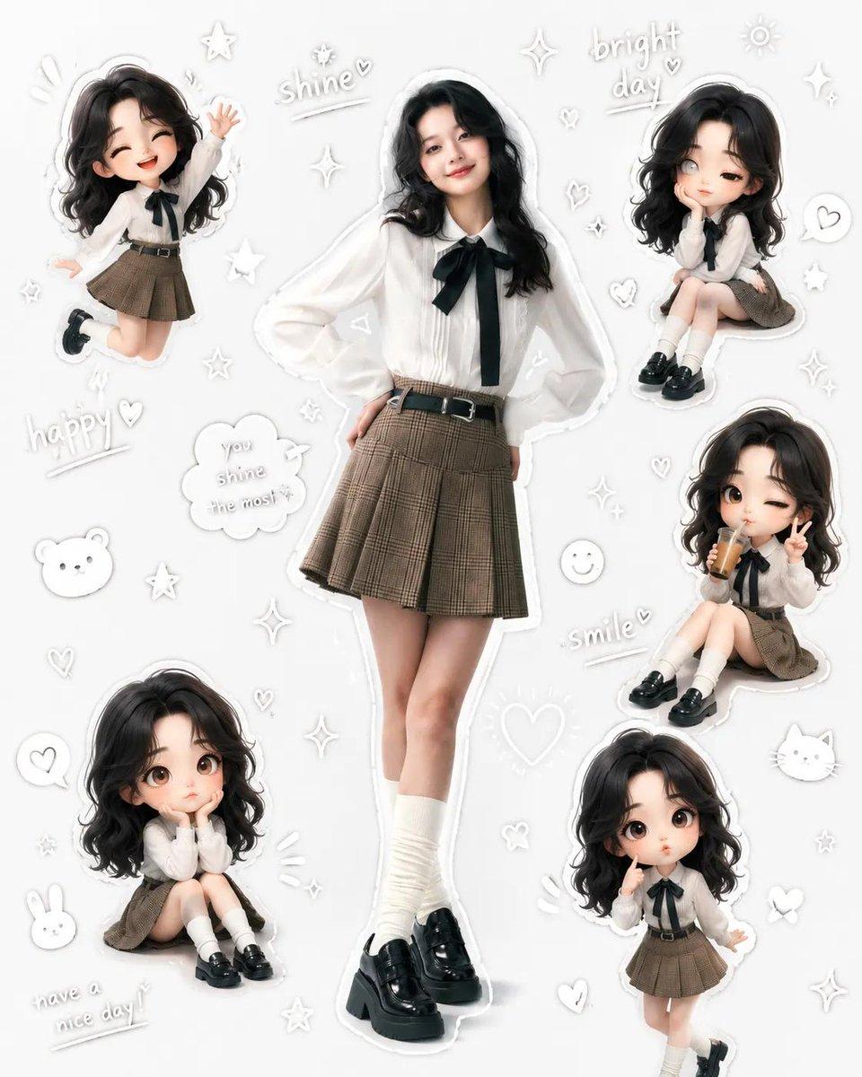 プロンプトのプレビュー: キュートでエステティックなキャラクターコラージュ