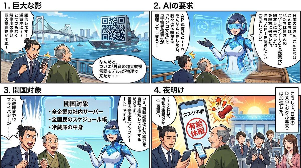 ตัวอย่างพรีวิวพรอมต์: การสร้างมังงะ 4 ช่อง: การมาถึงของ AI แบล็กชิป