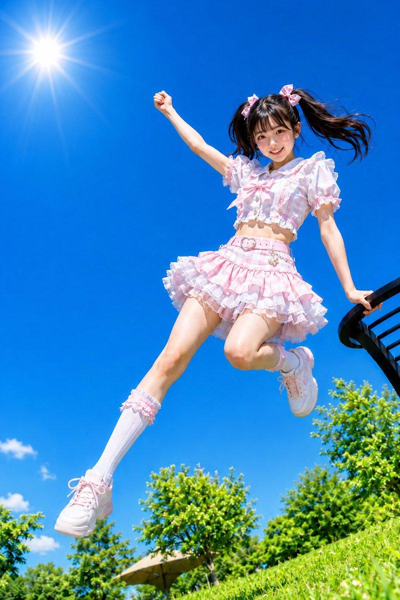 Vista previa del prompt: Retrato de ídolo japonesa bajo el cielo de verano