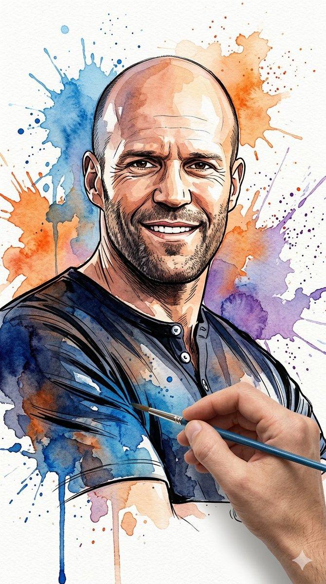Aperçu du prompt: Portrait vibrant à l'aquarelle avec des éclaboussures de peinture dynamiques