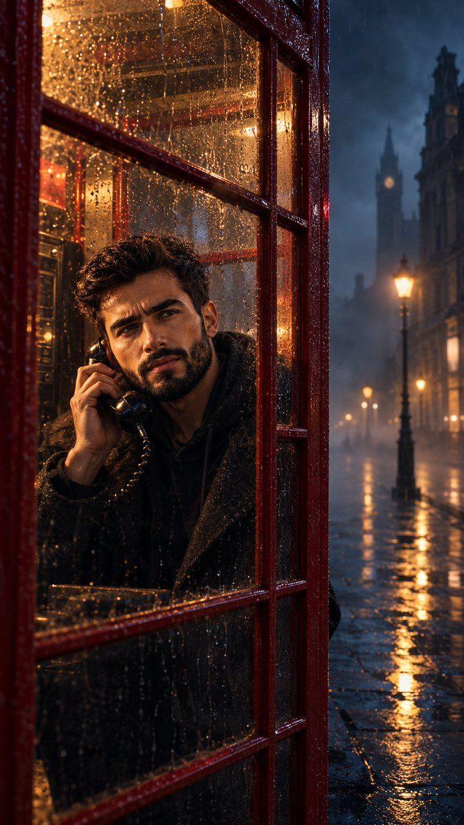 Prompt preview: Ultra-realistic cinematic night photograph of a strikingly handsome young man in his early 20s sitti…