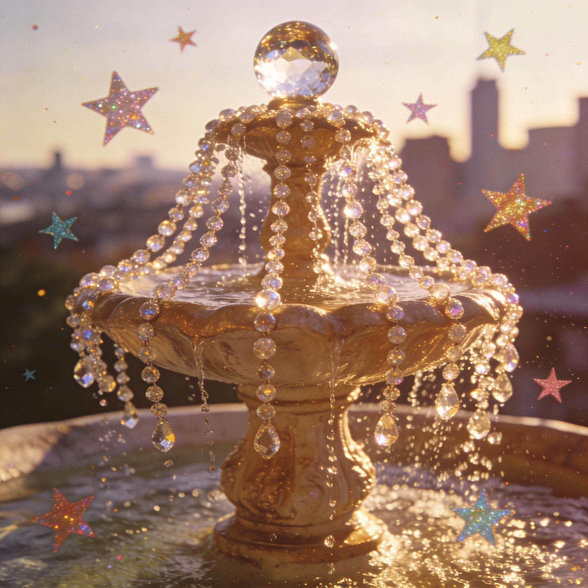 Prompt preview: Crystal Fountain with Stars