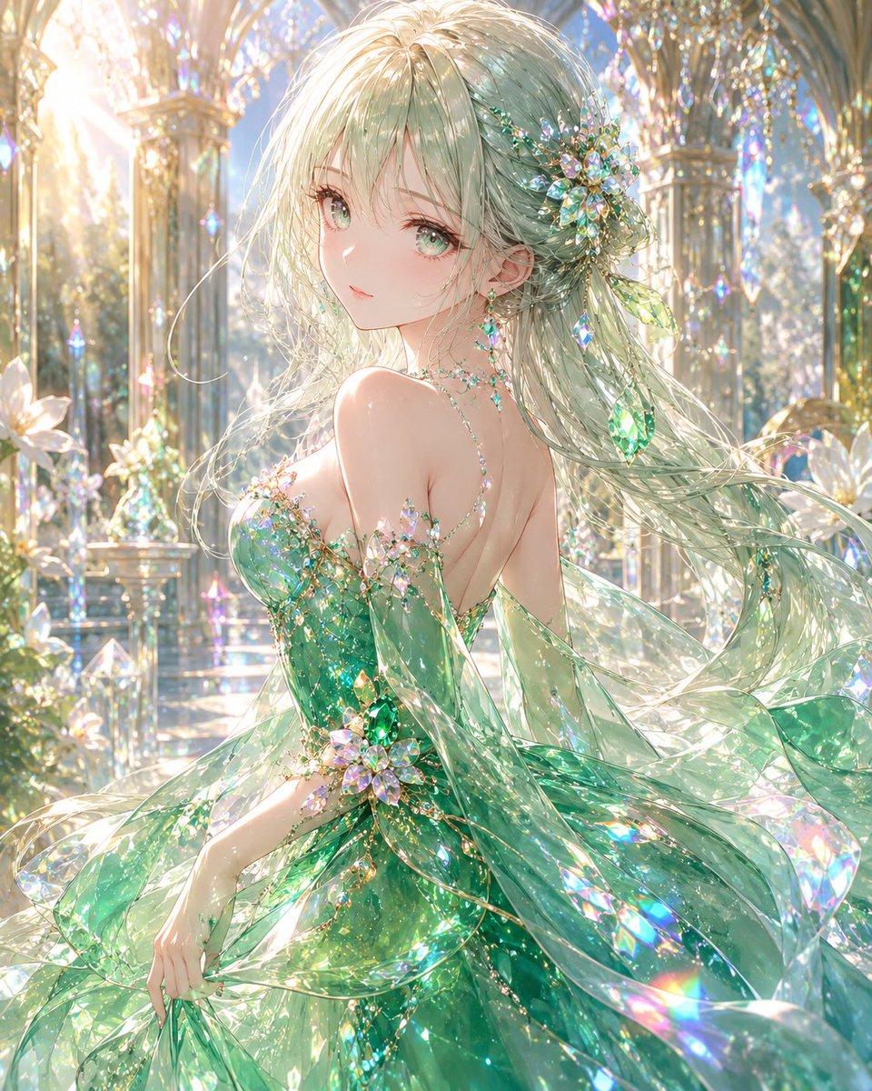 Prompt-Vorschau: Smaragd-Kristall-Fantasy-Kleid