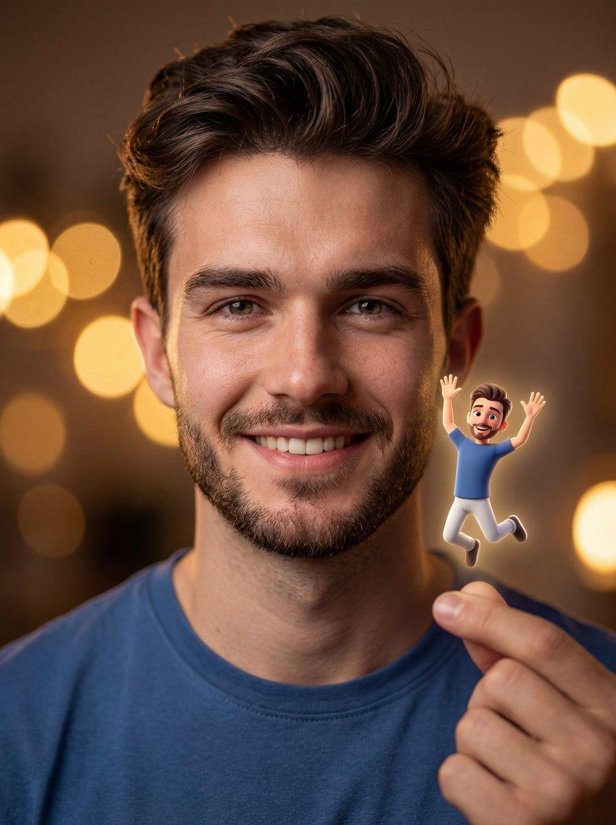 Promptvoorbeeld: Ultra-realistic Portrait with Miniature Cartoon Self
