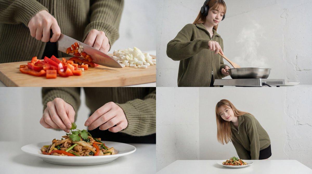 プロンプトのプレビュー: 料理のシネマティックなショート動画プロンプト(概要)