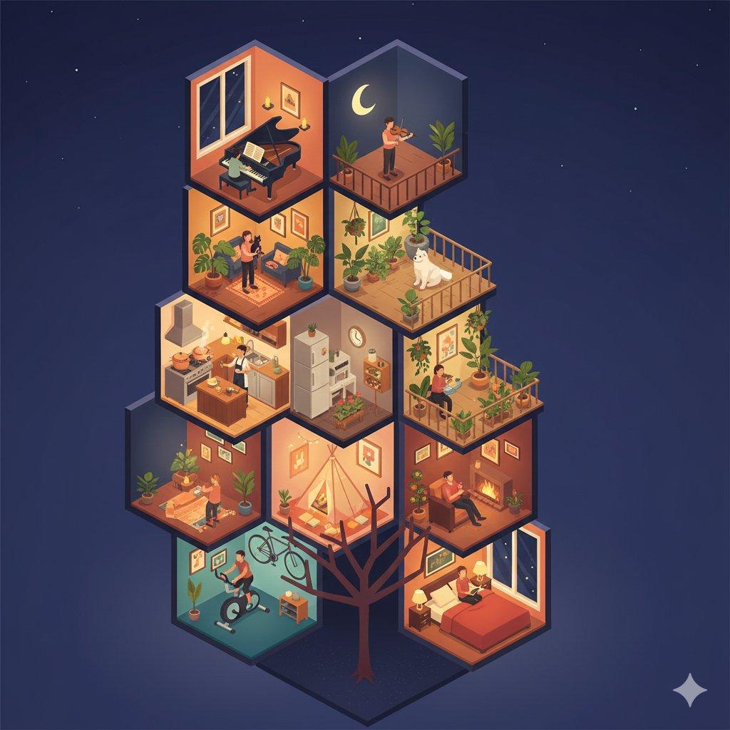 Promptvoorbeeld: Isometric Cross-Section Illustration of a Floating Modular Apartment Building