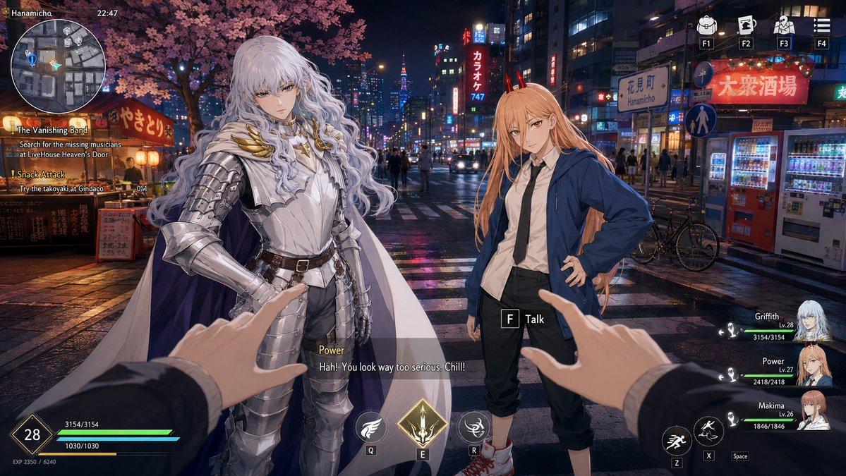 ตัวอย่างพรีวิวพรอมต์: Anime RPG Tokyo Street HUD