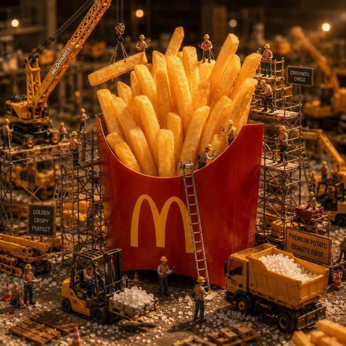 ตัวอย่างพรีวิวพรอมต์: ฉากการก่อสร้าง McDonald's ขนาดจิ๋ว