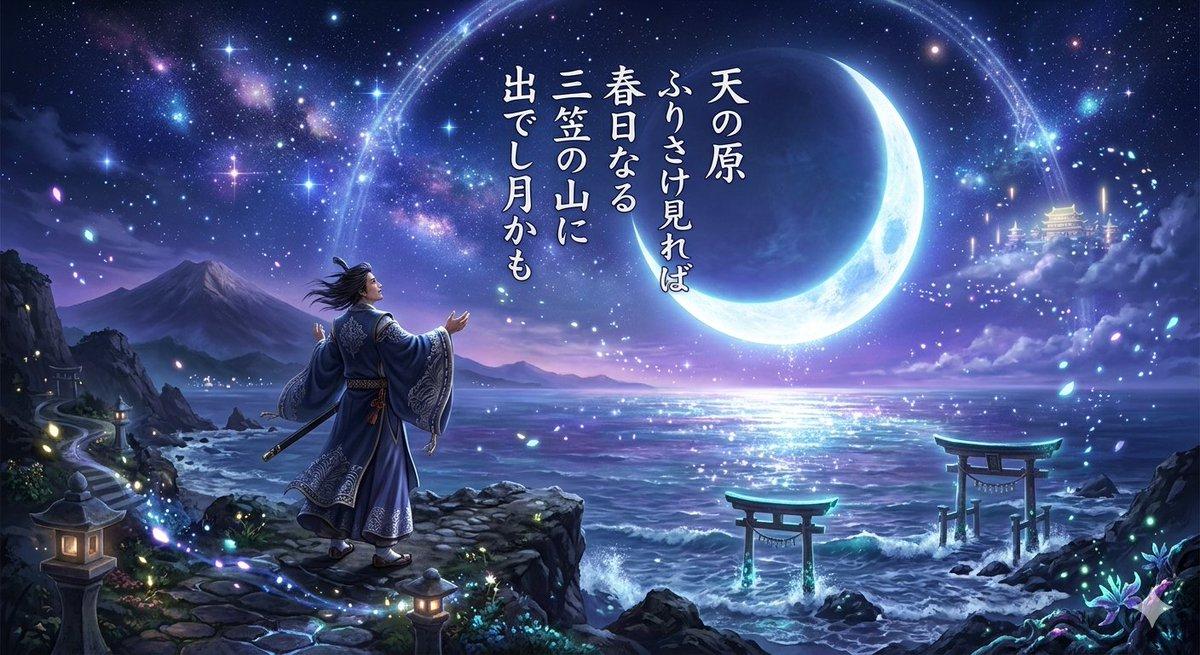 プロンプトのプレビュー: 百人一首の幻想的なイラスト