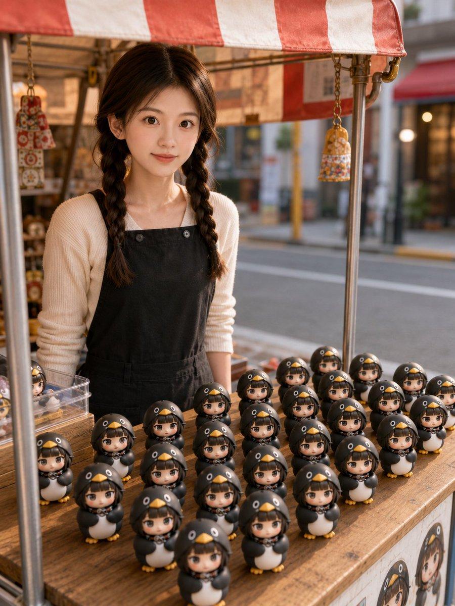 プロンプトのプレビュー: 3D ちびキャラ風トイベンダーのポートレート