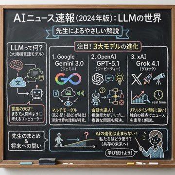 プロンプトのプレビュー: 黒板風 AI ニュースまとめ