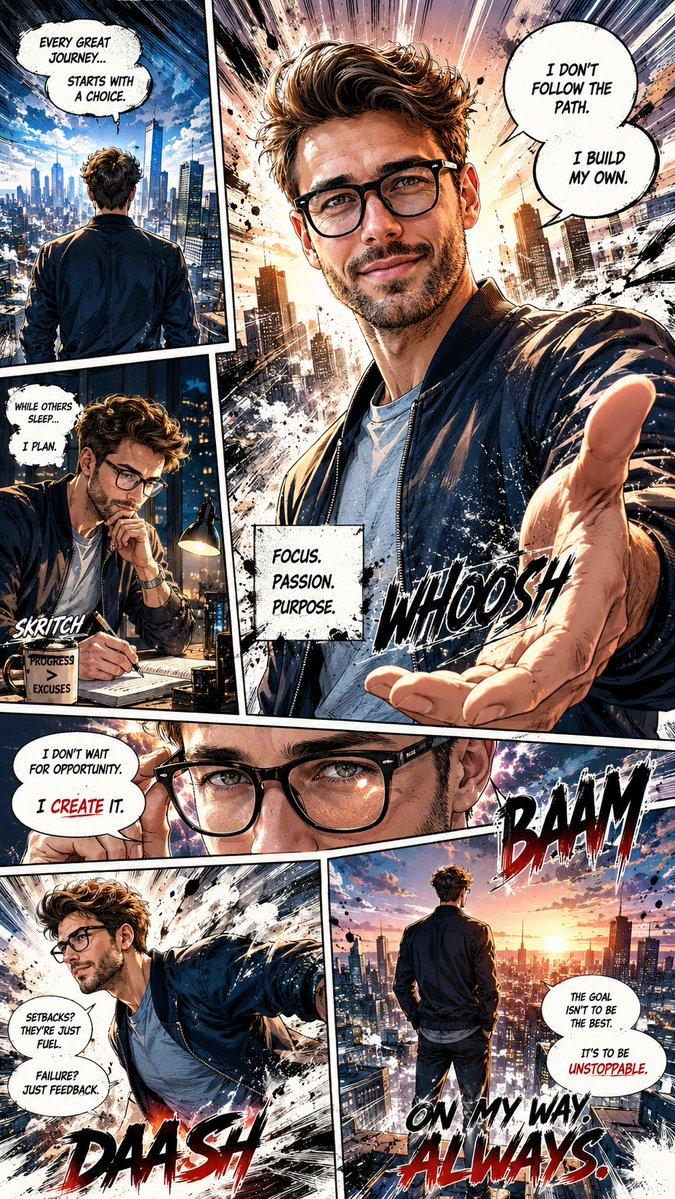 提示词预览: 动态漫画页面插画