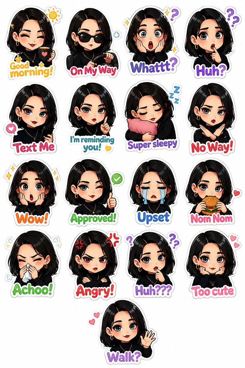 プロンプトのプレビュー: パーソナライズされたちびキャラステッカーパック