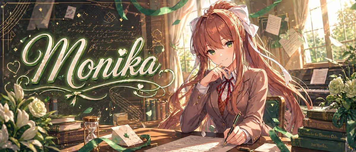 プロンプトのプレビュー: Monika アニメ風バナーイラスト