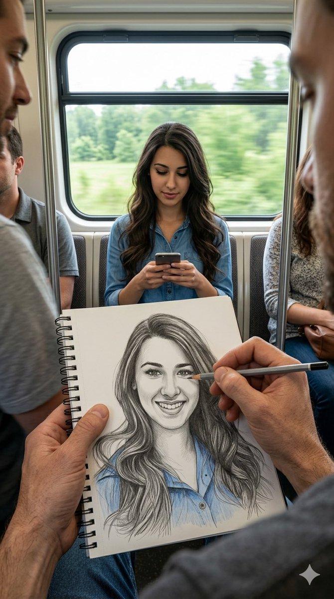 Promptvoorbeeld: Subway artist sketching perspective