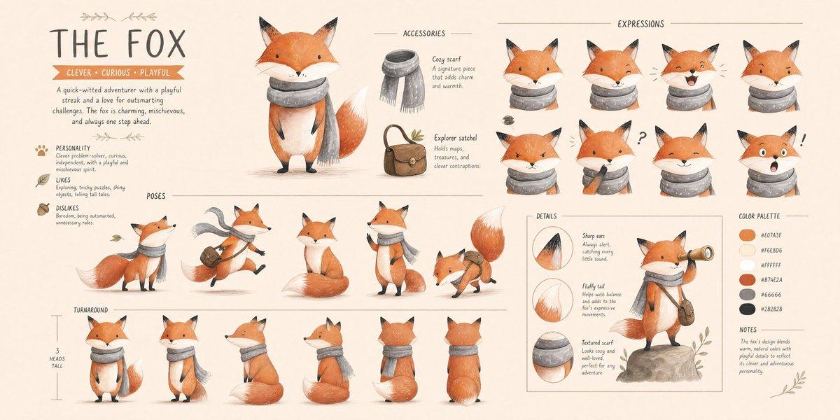 プロンプトのプレビュー: キャラクターのテクニカル・ターンアラウンド・リファレンスシート