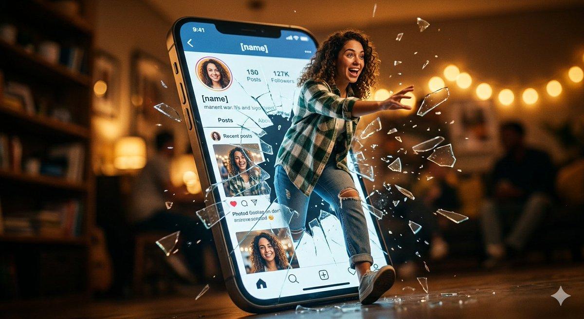 プロンプトのプレビュー: 画面割れ演出の SNS 広告