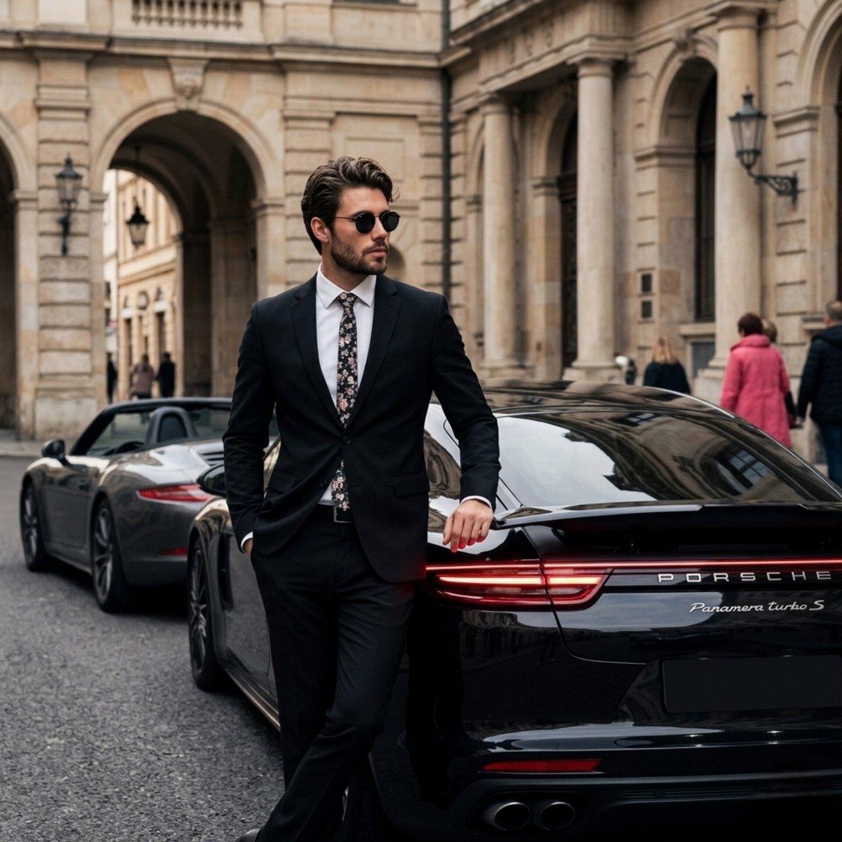 プロンプトのプレビュー: 高級車 Porsche Panamera のライフスタイル写真
