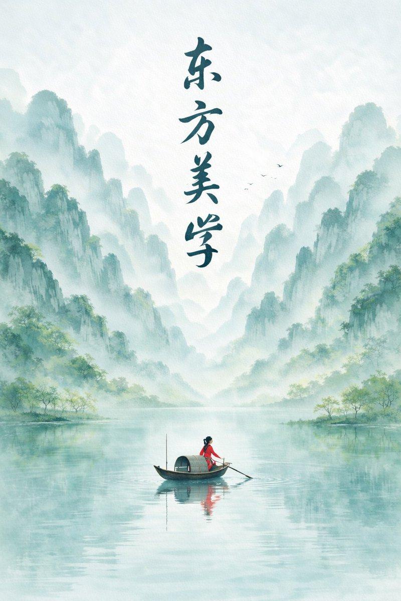 ตัวอย่างพรีวิวพรอมต์: ภาพวาดพู่กันจีนสไตล์มินิมอลท่ามกลางสายหมอก