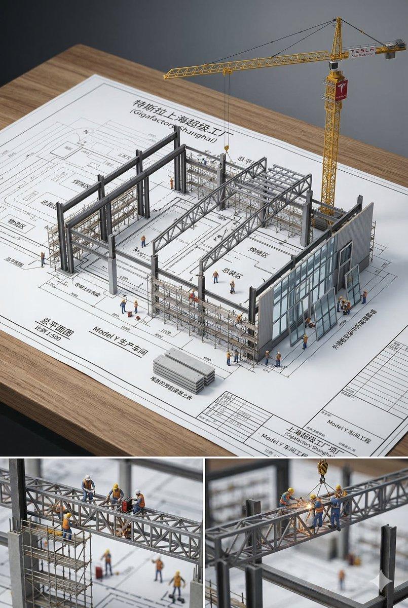提示词预览: 3D 微缩建筑蓝图