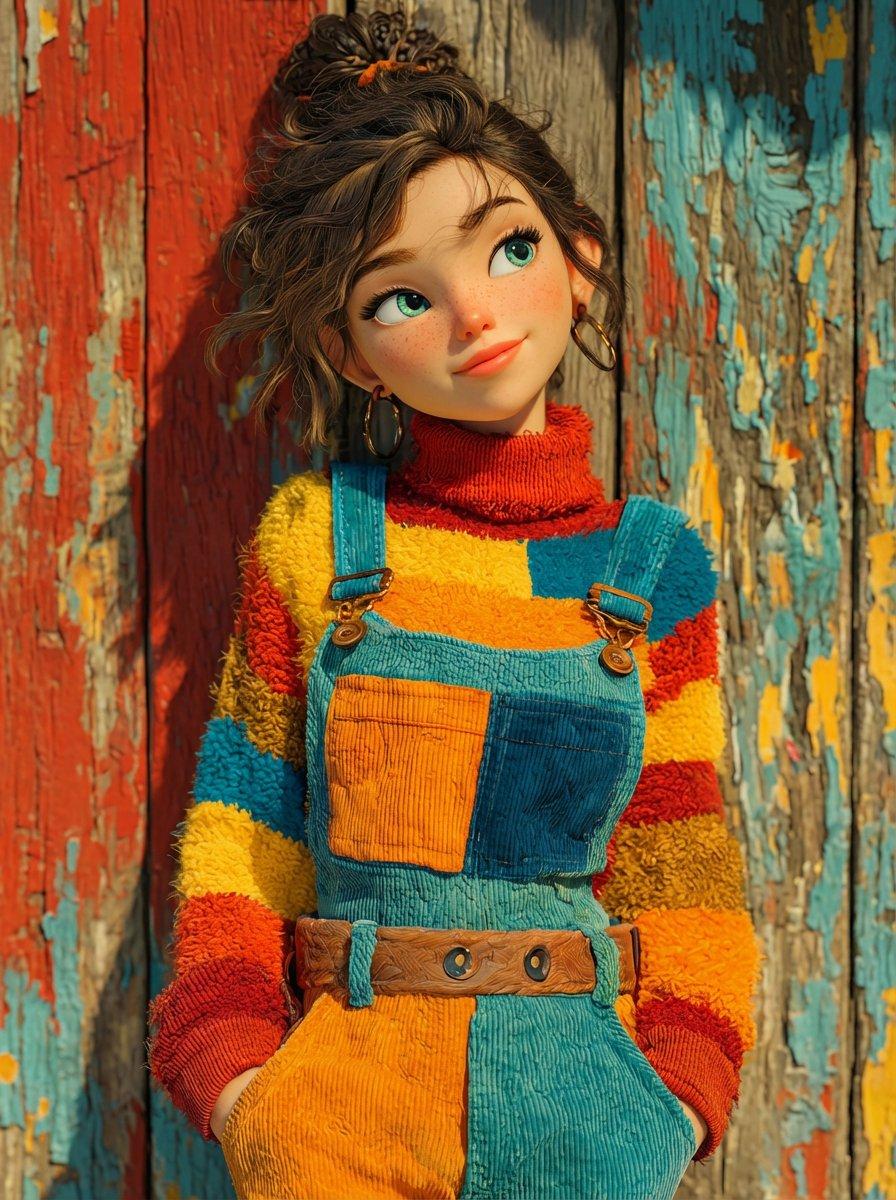 プロンプトのプレビュー: デュアルプロンプト:絵画風のポートレートとピクサー風 3D キャラクター