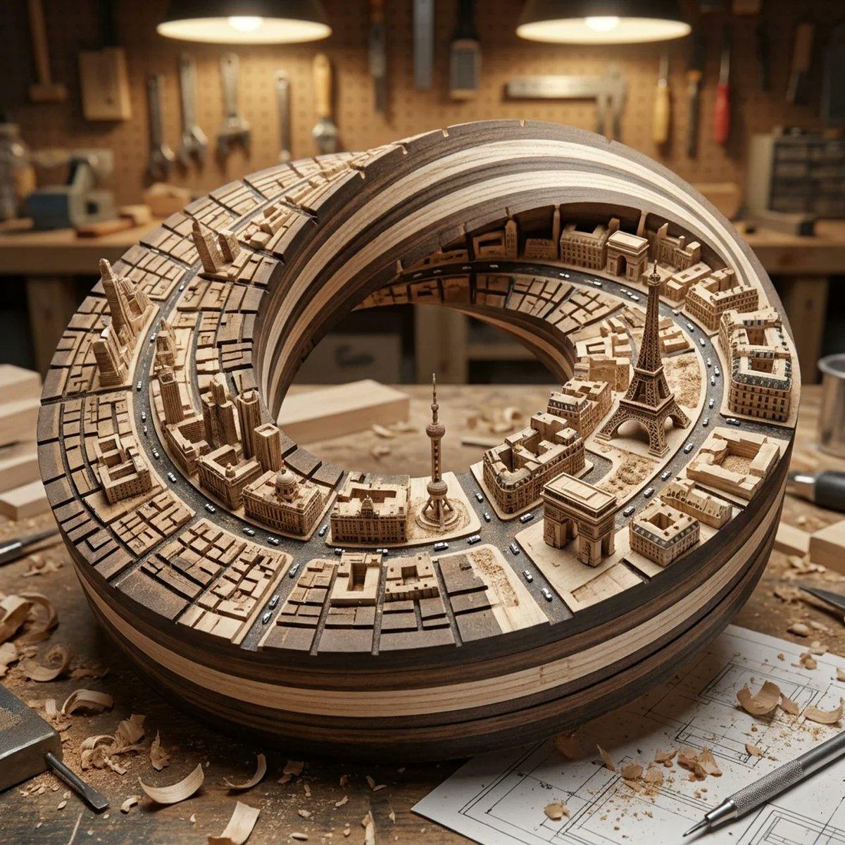 プロンプトのプレビュー: CNC ルーターによる木彫シミュレーション