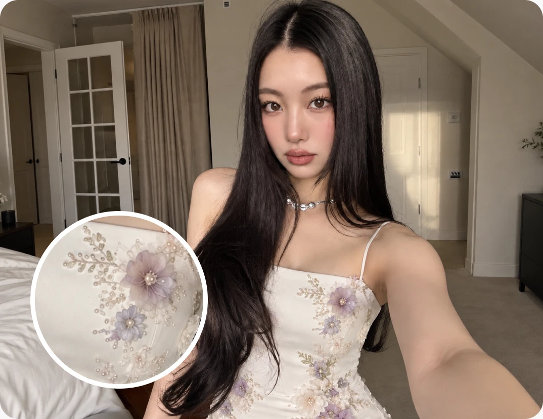Garment prints shown in a virtual try-on image
