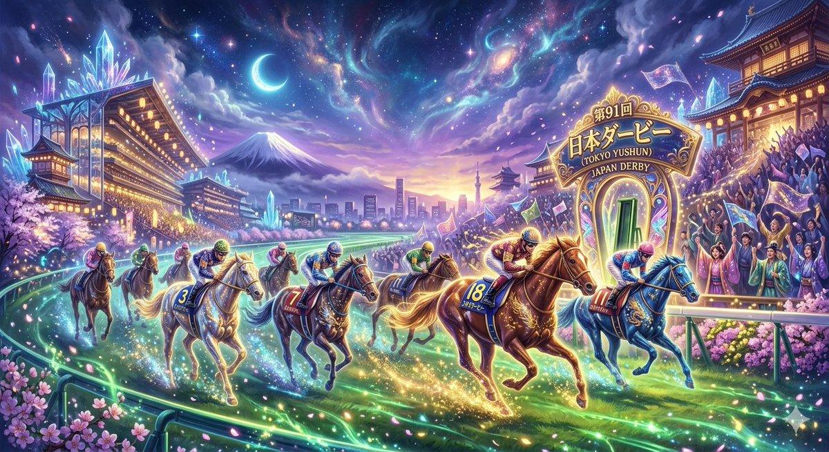プロンプトのプレビュー: ファンタジー風の競馬アート