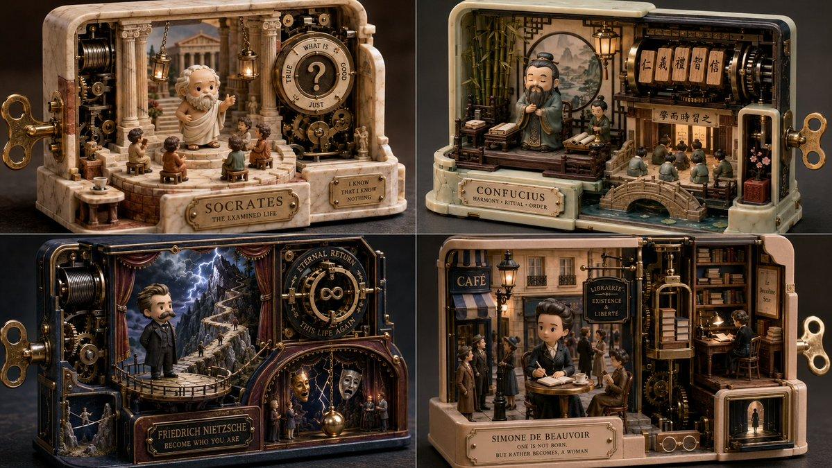 プロンプトのプレビュー: ゼンマイ仕掛けのミニチュアワールド
