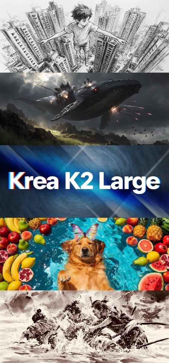 プロンプトのプレビュー: Krea K2 Large 5 パネルショーケース