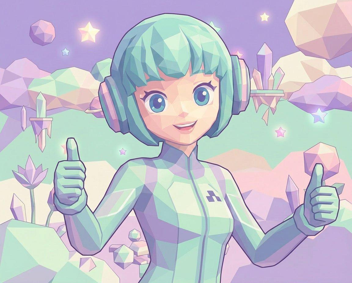 プロンプトのプレビュー: ローポリゴン・ジオメトリック・キャラクターアート