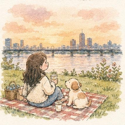 プロンプトのプレビュー: 心地よい水彩画風のアニメ・日常系イラスト
