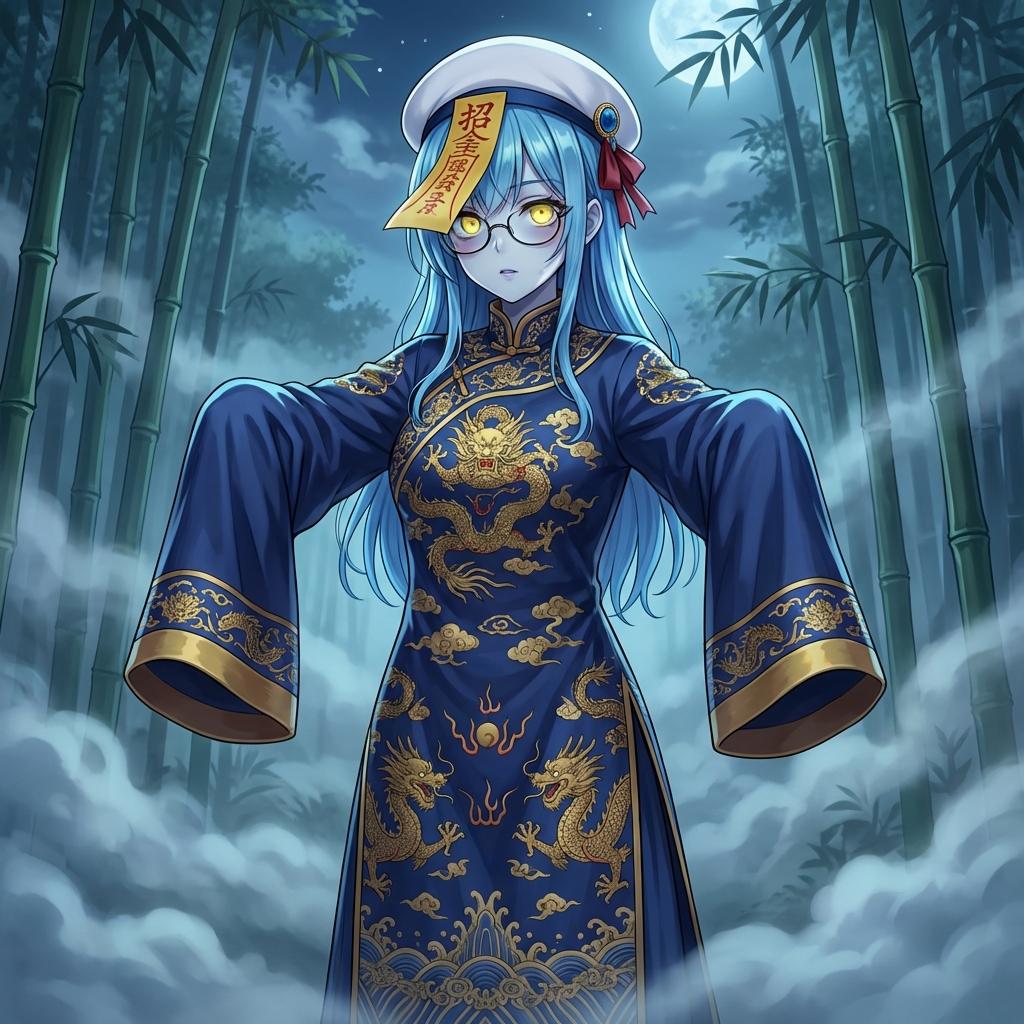 Promptforhåndsvisning: Ancient Zombie (Kyonsi) in a Bamboo Forest
