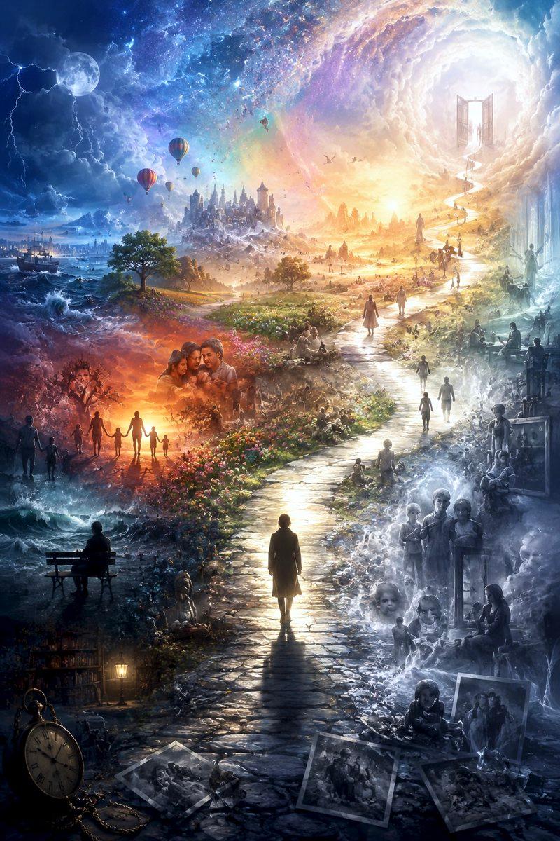 提示词预览: 人生之旅油画