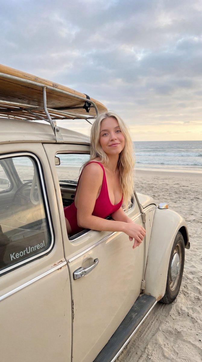 Preview ng prompt: Ethereal Coastal Vintage Car Portrait