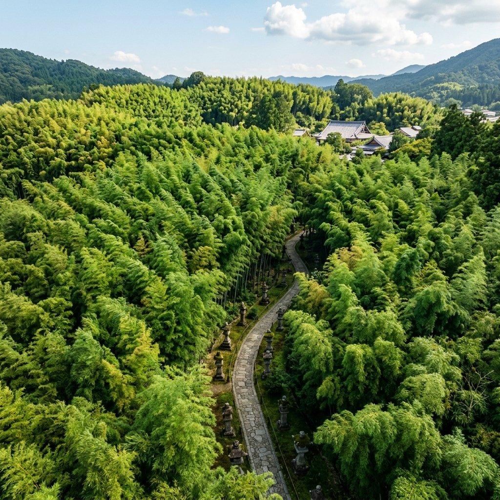 提示詞預覽: 寫實風格竹林空拍景觀
