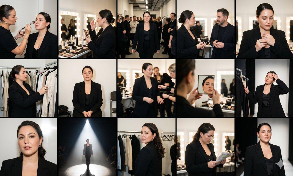 Promptvoorbeeld: Fashion Week Backstage Contact Sheet