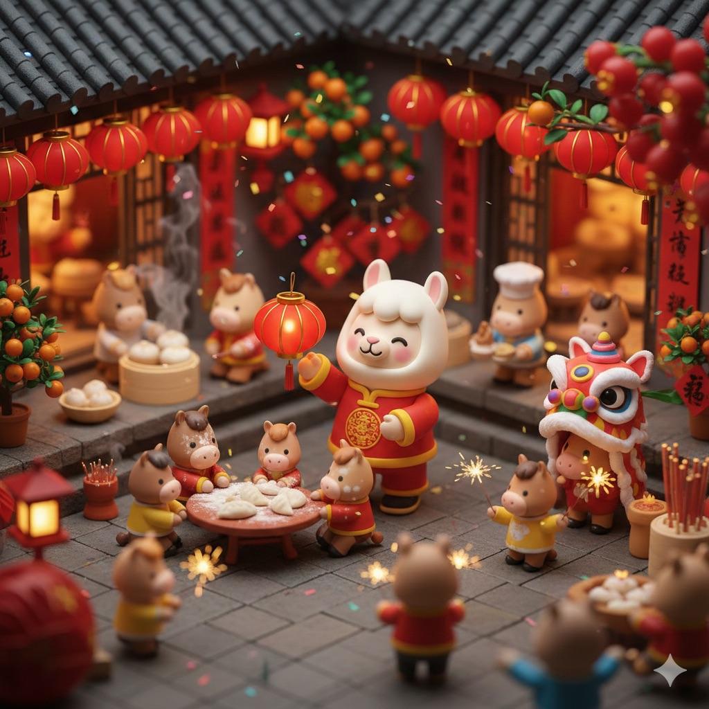 Promptforhåndsvisning: Cute Popmart Chinese New Year Llama