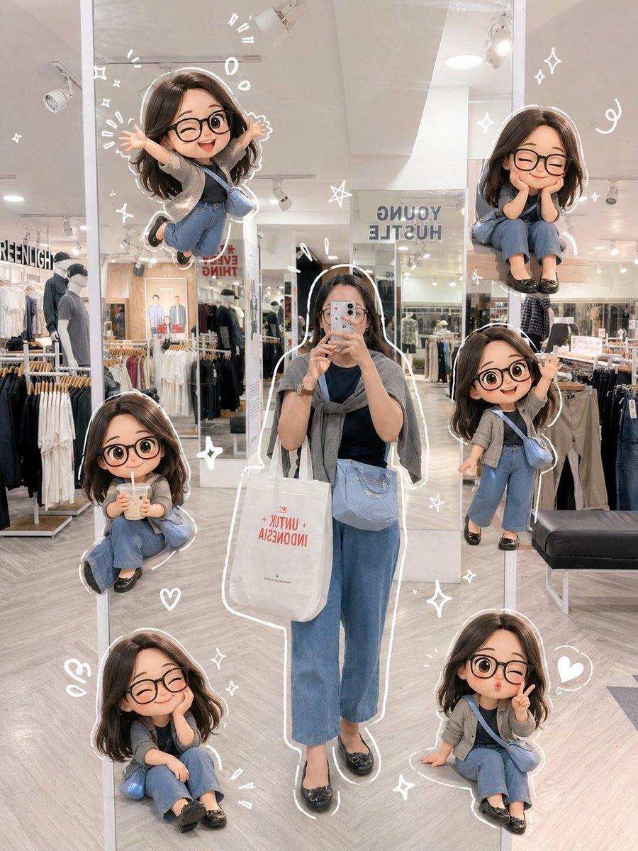 Promptvoorbeeld: Chibi Mirror Selfie with Kawaii Doodles