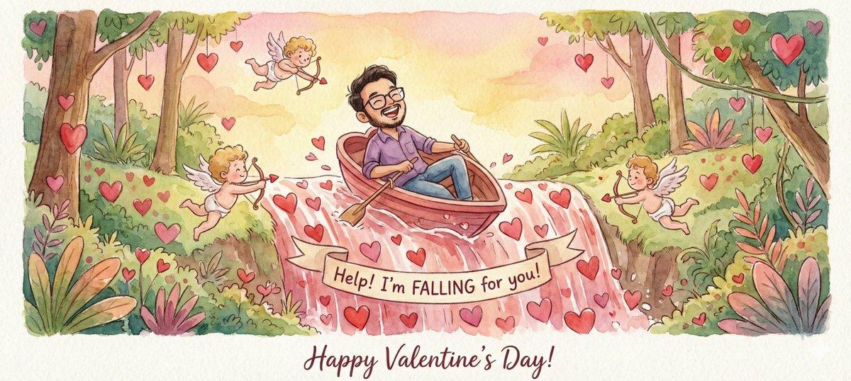 Promptvoorbeeld: Image Transformation into Watercolor Valentine's Day Card