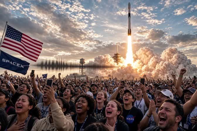 Preview ng prompt: Falcon 9 launch crowd euphoria